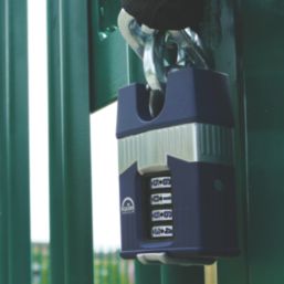 Squire Warrior Weatherproof Closed Shackle Combination  Heavy Duty Padlock Blue/Chrome 55mm