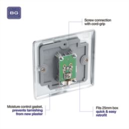 British General Nexus Metal 1-Gang Coaxial TV Socket Polished Chrome