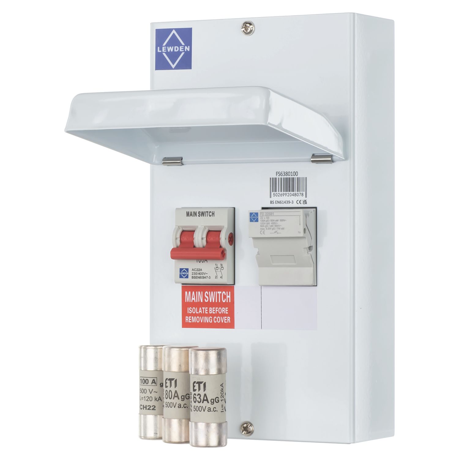 Lewden 100A 1+N 100A Metal Fused Switch (480HM)