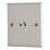 Contactum iConic 1-Gang F-Type Satellite Socket Brushed Steel with White Inserts