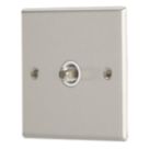 Contactum iConic 1-Gang F-Type Satellite Socket Brushed Steel with White Inserts