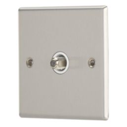 Contactum iConic 1-Gang F-Type Satellite Socket Brushed Steel with White Inserts