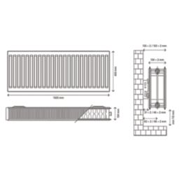 Flomasta 400mm x 1000mm 4155BTU White Type 22 Convector Radiator