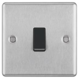 LAP  10AX 1-Gang 2-Way Light Switch  Brushed Stainless Steel with Black Inserts