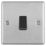 LAP  10AX 1-Gang 2-Way Light Switch  Brushed Stainless Steel with Black Inserts