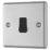 LAP  10AX 1-Gang 2-Way Light Switch  Brushed Stainless Steel with Black Inserts