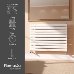 Flomasta  600mm x 1200mm 2626BTU White Horizontal Designer Radiator