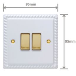 Varilight  10A 2-Gang 2-Way Light Switch  Georgian White