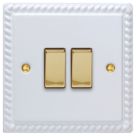 Varilight  10A 2-Gang 2-Way Light Switch  Georgian White