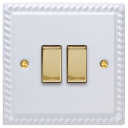 Varilight  10A 2-Gang 2-Way Light Switch  Georgian White
