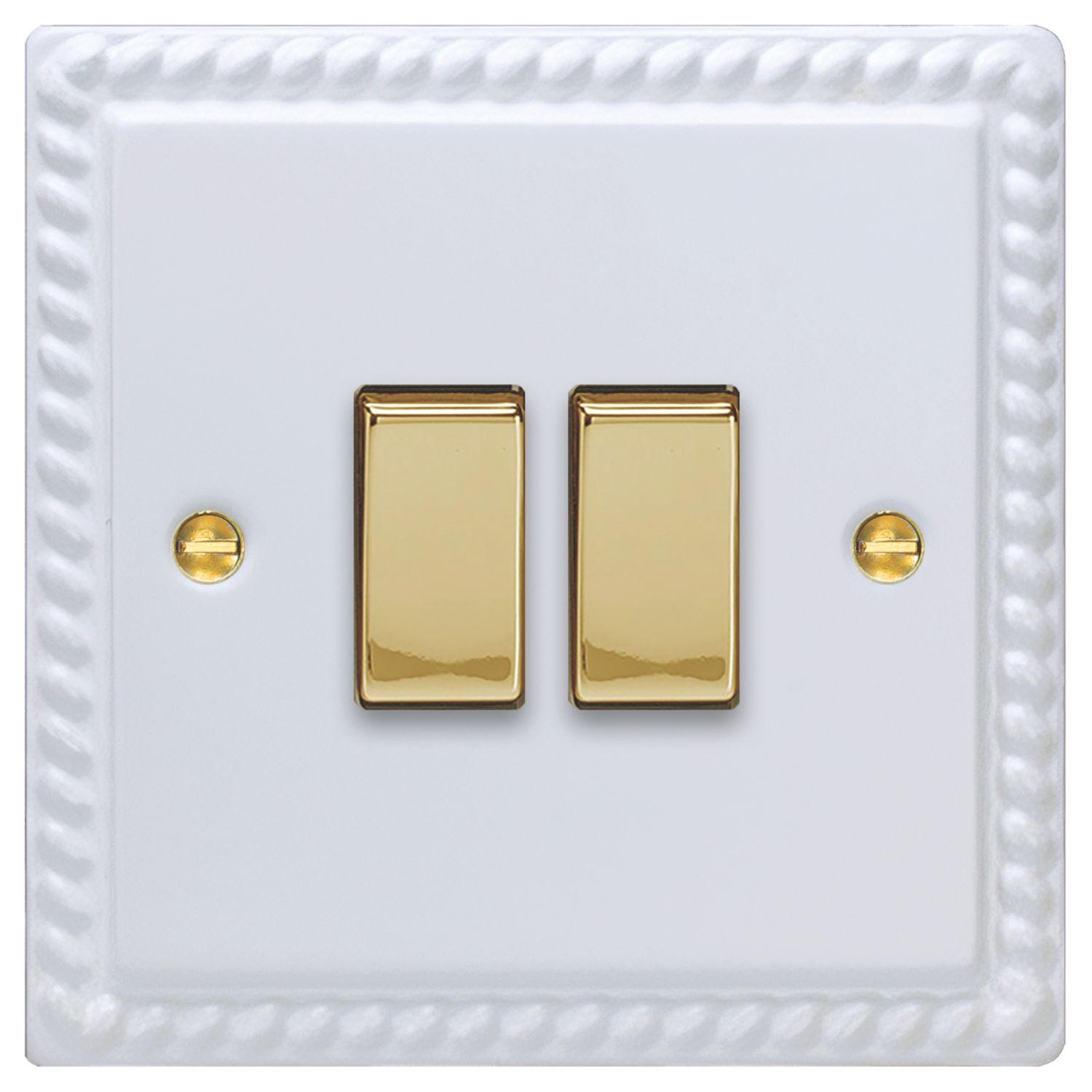 Varilight 10A 2-Gang 2-Way Light Switch Georgian White (481EA)