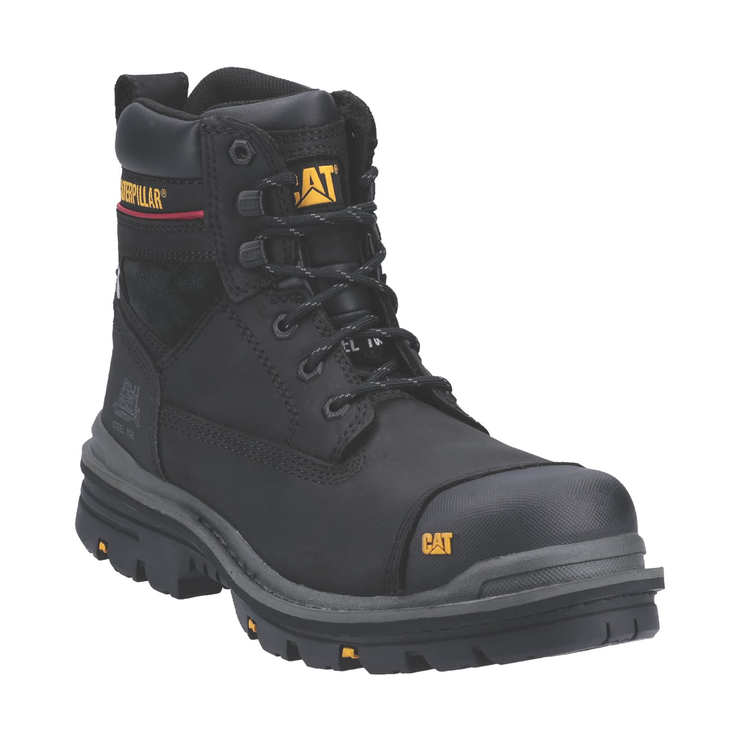 CAT Gravel Size 8 Black Water-Resistant Steel Toe Cap Safety Boots (481JV)