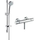 Hansgrohe Ecostat Croma Combi HP Rear-Fed Exposed Chrome Thermostatic Mixer Shower