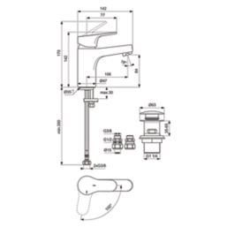 Ideal Standard Cerabase Chrome 170mm Standard Lever Mono Basin Mixer Tap  With Clicker Waste