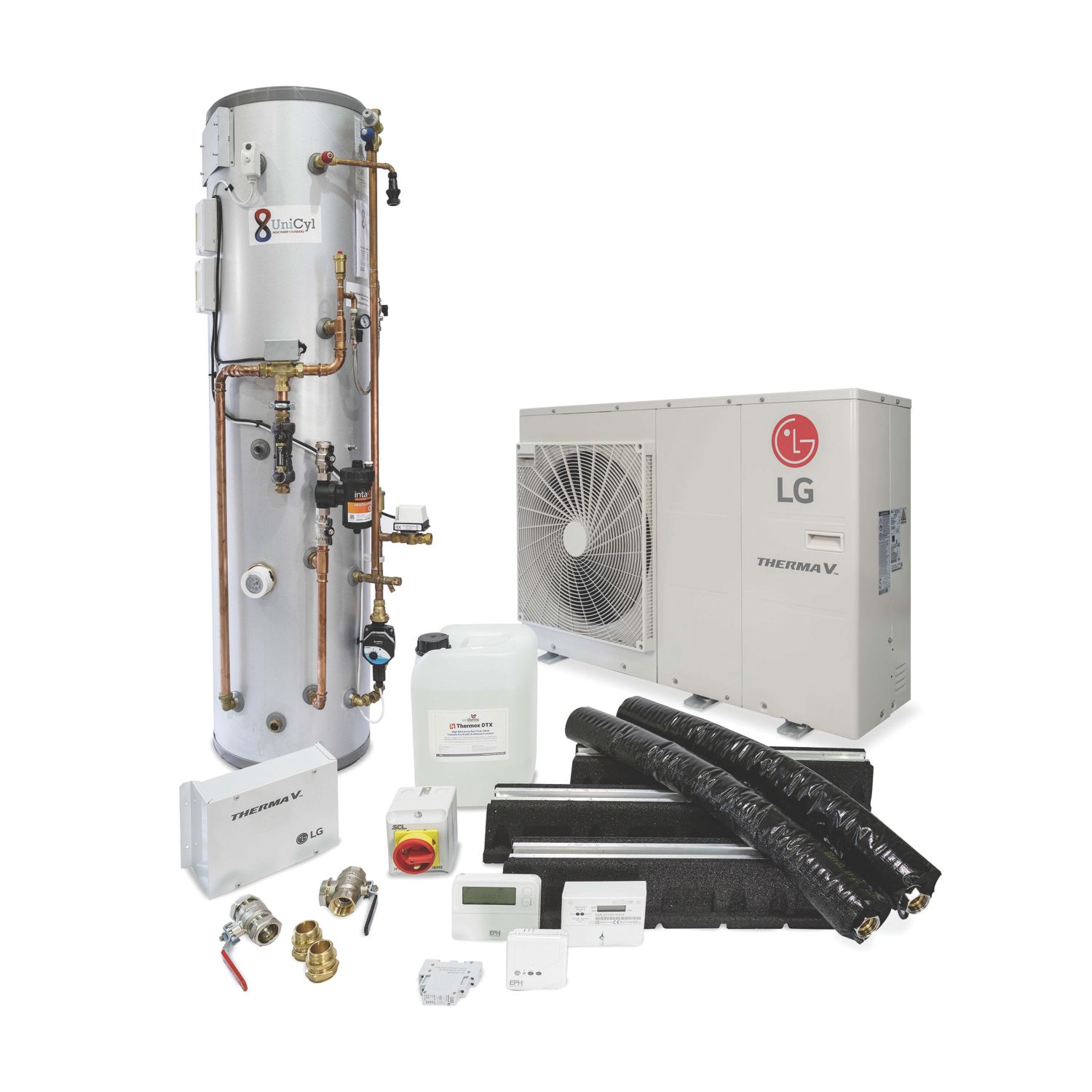 LG Therma V R32 S Series 9kW Air-Source Pre-Plumbed Heat Pump Kit 250Ltr (481KH)
