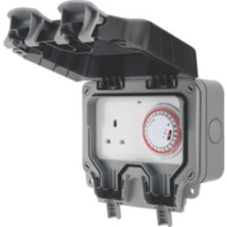 British General  IP66 13A 1-Gang Weatherproof Outdoor Unswitched Time-Controlled Socket