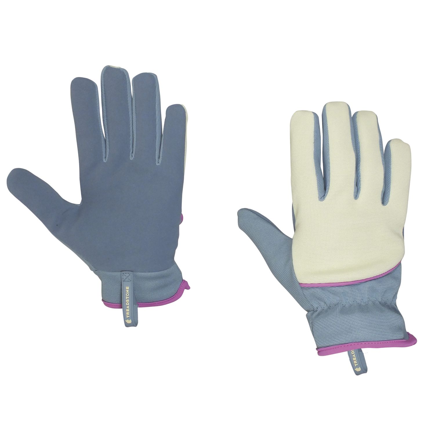 Clip Glove Womens Synthetic Leather Gardening Gloves Blue / Cream Small (481YE)