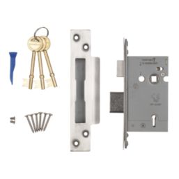 Smith & Locke Fire Rated  Satin Stainless Steel BS 5-Lever Mortice Sashlock 66mm Case - 45mm Backset