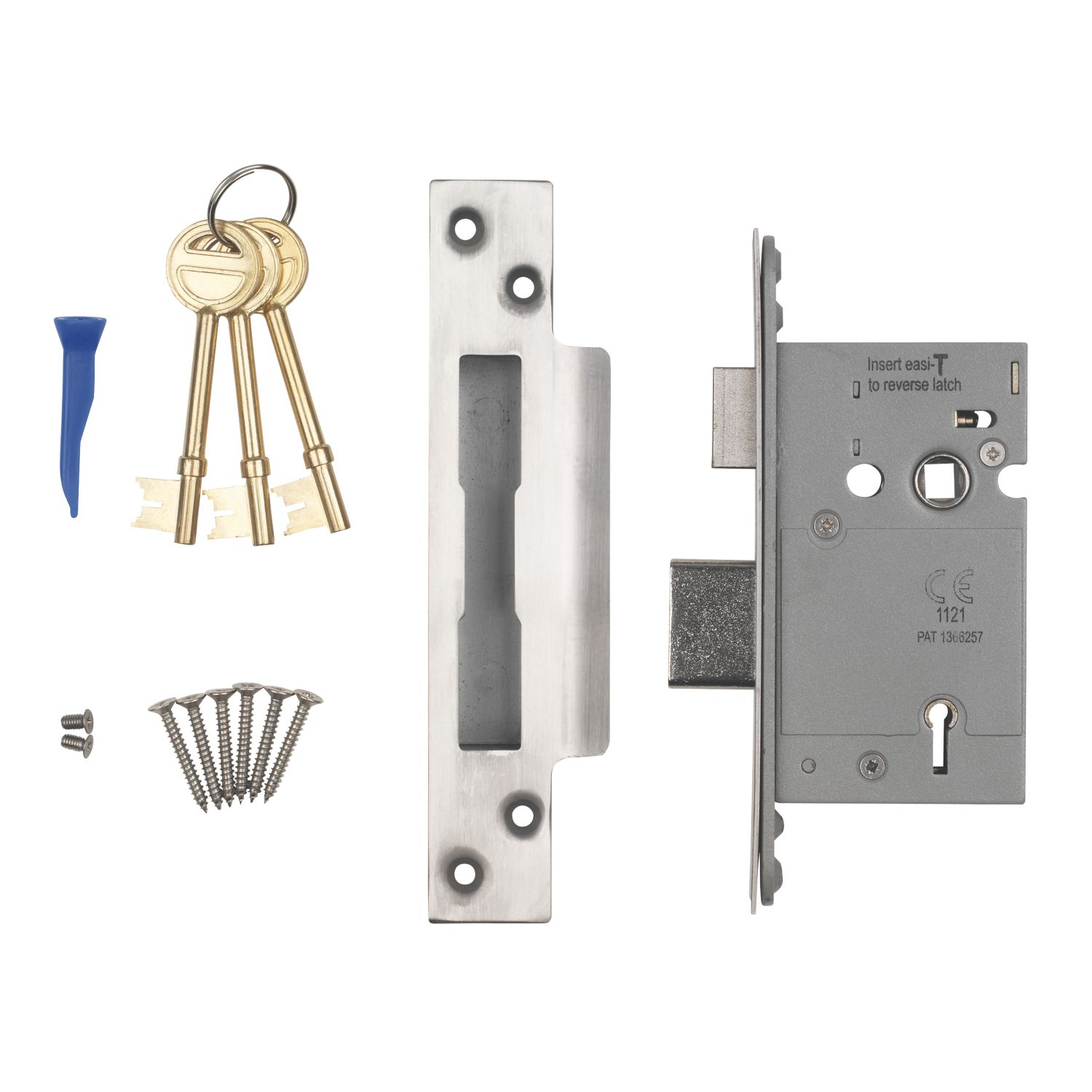 Smith & Locke Fire Rated Satin Stainless Steel BS 5-Lever Mortice Sashlock 66mm Case - 45mm Backset (4828G)