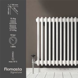 Flomasta 600mm x 785mm 2732BTU White Horizontal 2 Column Radiator