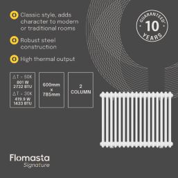 Flomasta 600mm x 785mm 2732BTU White Horizontal 2 Column Radiator