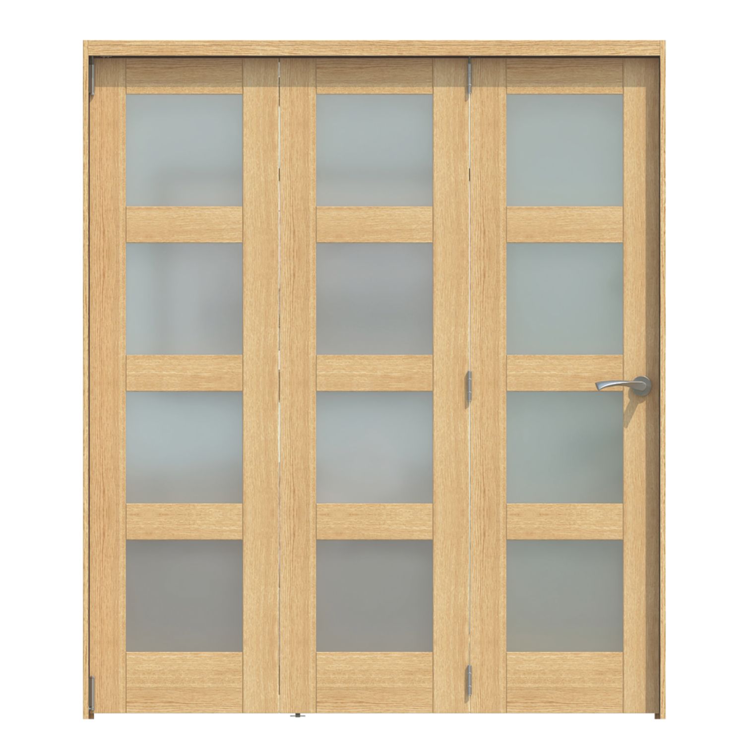 Green & Taylor 3-Door 4-Frosted Light Satin Lacquered Oak Wooden Shaker Internal Bi-Fold Fully Finished Door 2060mm x 1794mm (482CT)