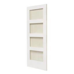 4-Clear Light Primed White Wooden Shaker Internal Door 1981mm x 762mm