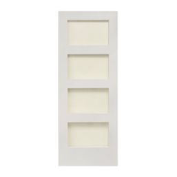 4-Clear Light Primed White Wooden Shaker Internal Door 1981mm x 762mm