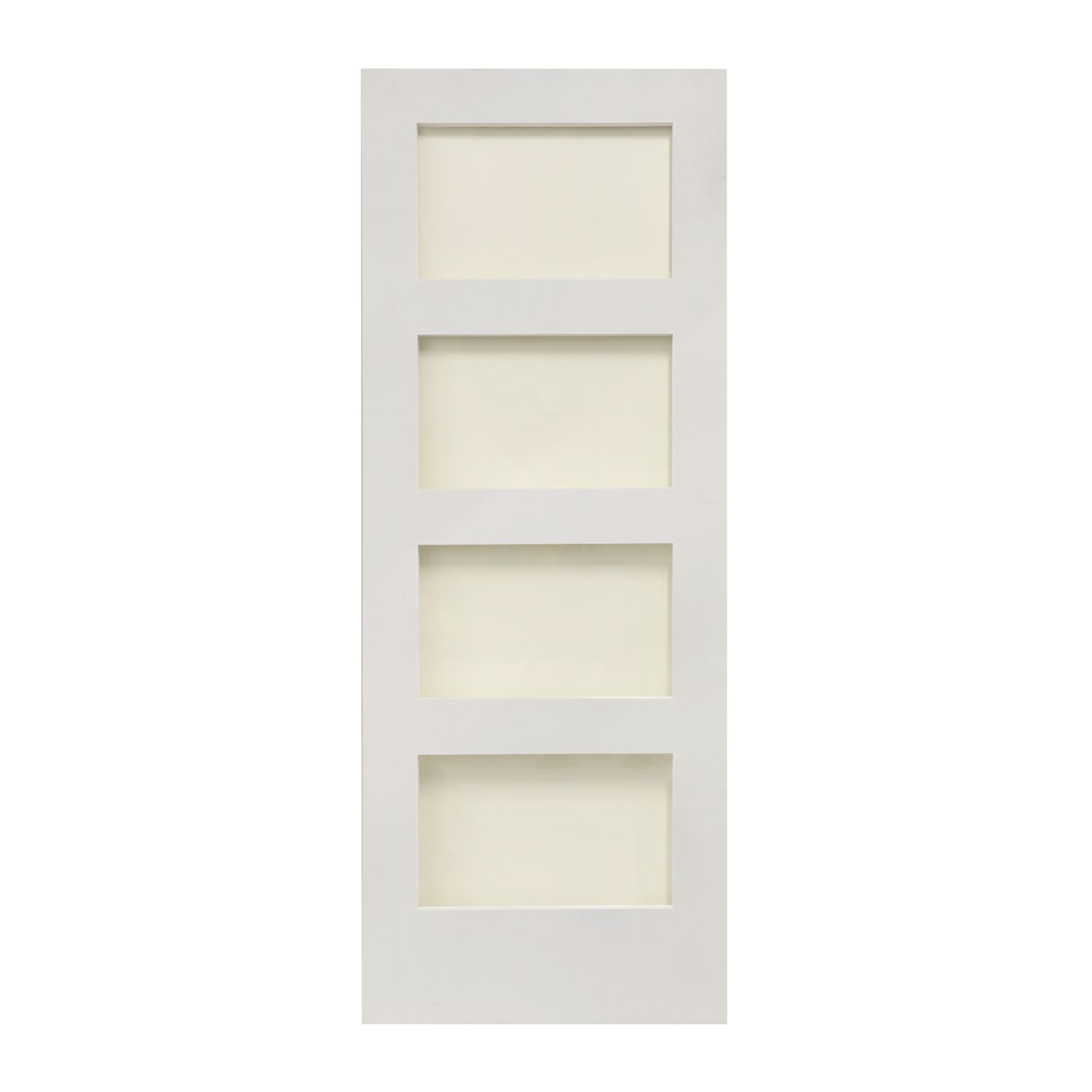 4-Clear Light Primed White Wooden Shaker Internal Door 1981mm x 762mm (482FA)