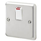 MK Albany Plus 20AX 1-Gang DP Control Switch Brushed Stainless Steel with Neon with White Inserts