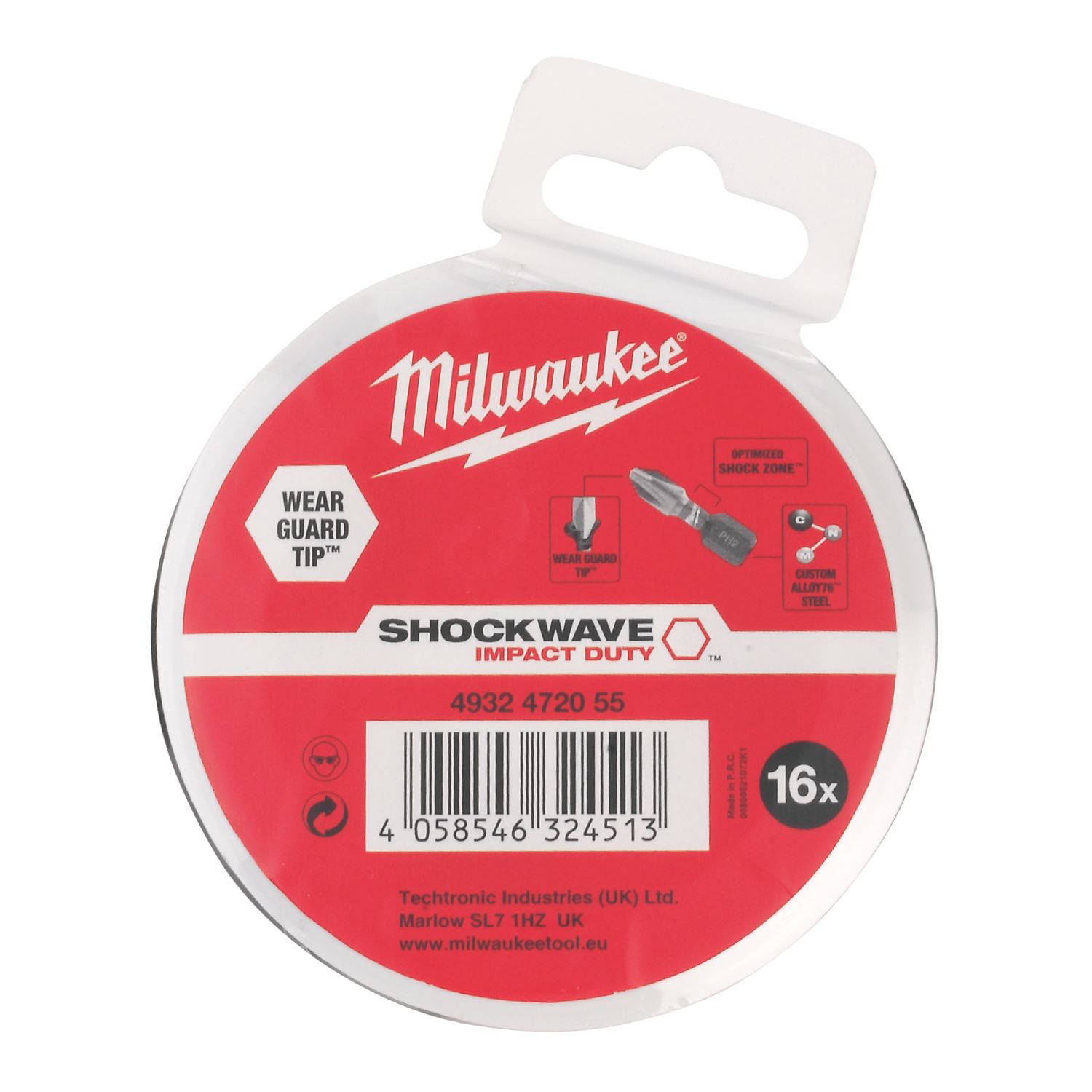Milwaukee SHOCKWAVE 1/4" Hex Shank Mixed Screwdriver Bit Set CD Puck 16 Pieces (482GE)