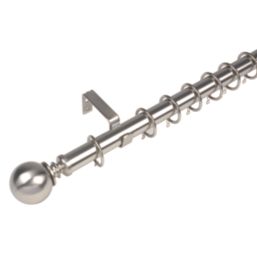 Cooke & Lewis Satin Nickel-Effect Curtain Pole Set 28mm x 1.2 - 2.1m