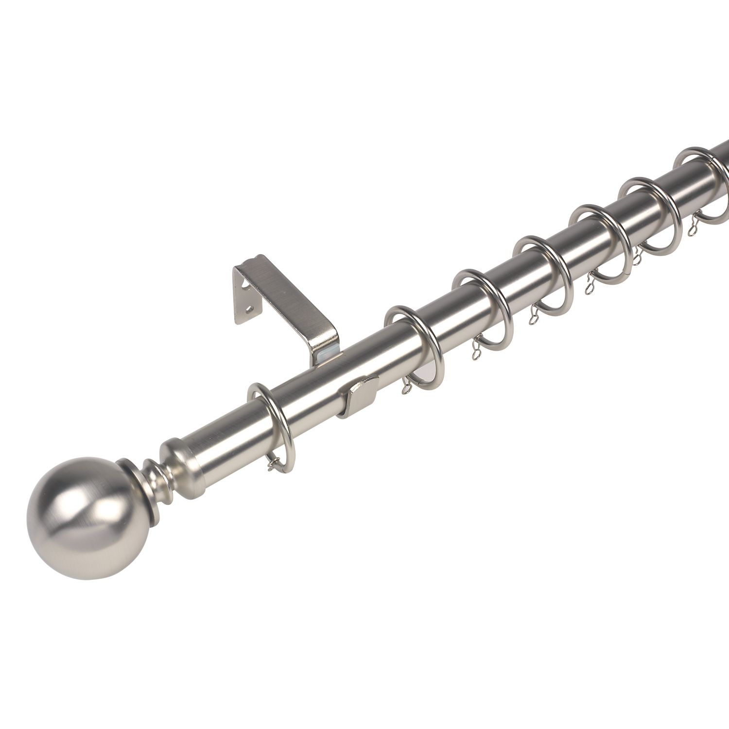 Cooke & Lewis Satin Nickel-Effect Curtain Pole Set 28mm x 1.2 - 2.1m (482JE)