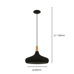 Eglo Sabinar 40cm Single Pendant Light Black/Brown