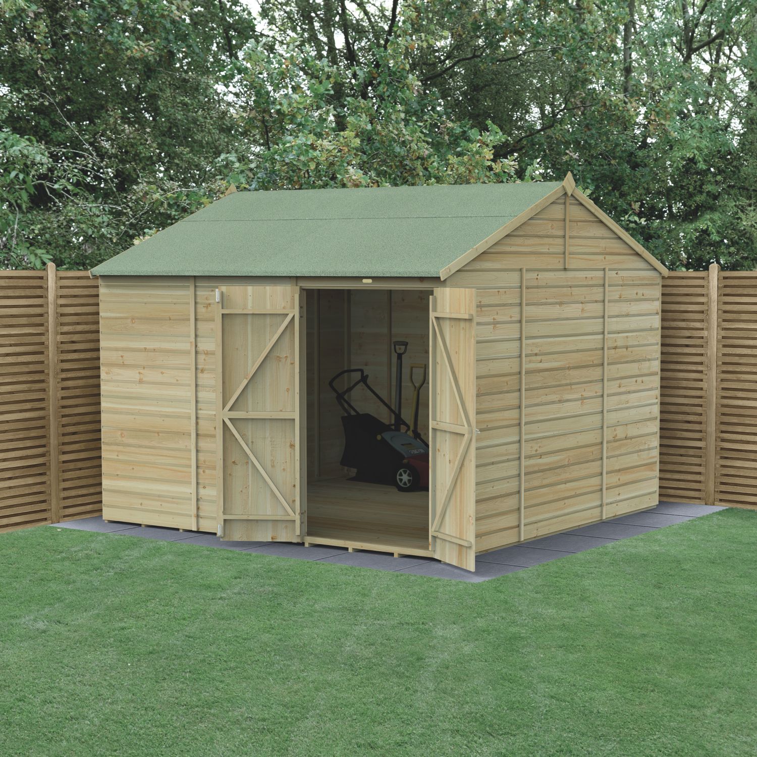 Forest Beckwood 9' 6" x 10' (Nominal) Reverse Apex Shiplap Timber Shed (482PW)