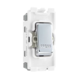 British General Nexus Metal Grid 20A 1-Way Grid Retractive Switch Module 'Press' Polished Chrome