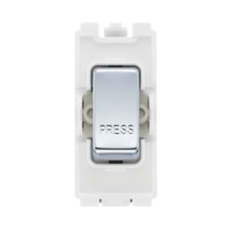 British General Nexus Metal Grid 20A 1-Way Grid Retractive Switch Module 'Press' Polished Chrome