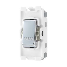 British General Nexus Metal Grid 20A 1-Way Grid Retractive Switch Module 'Press' Polished Chrome