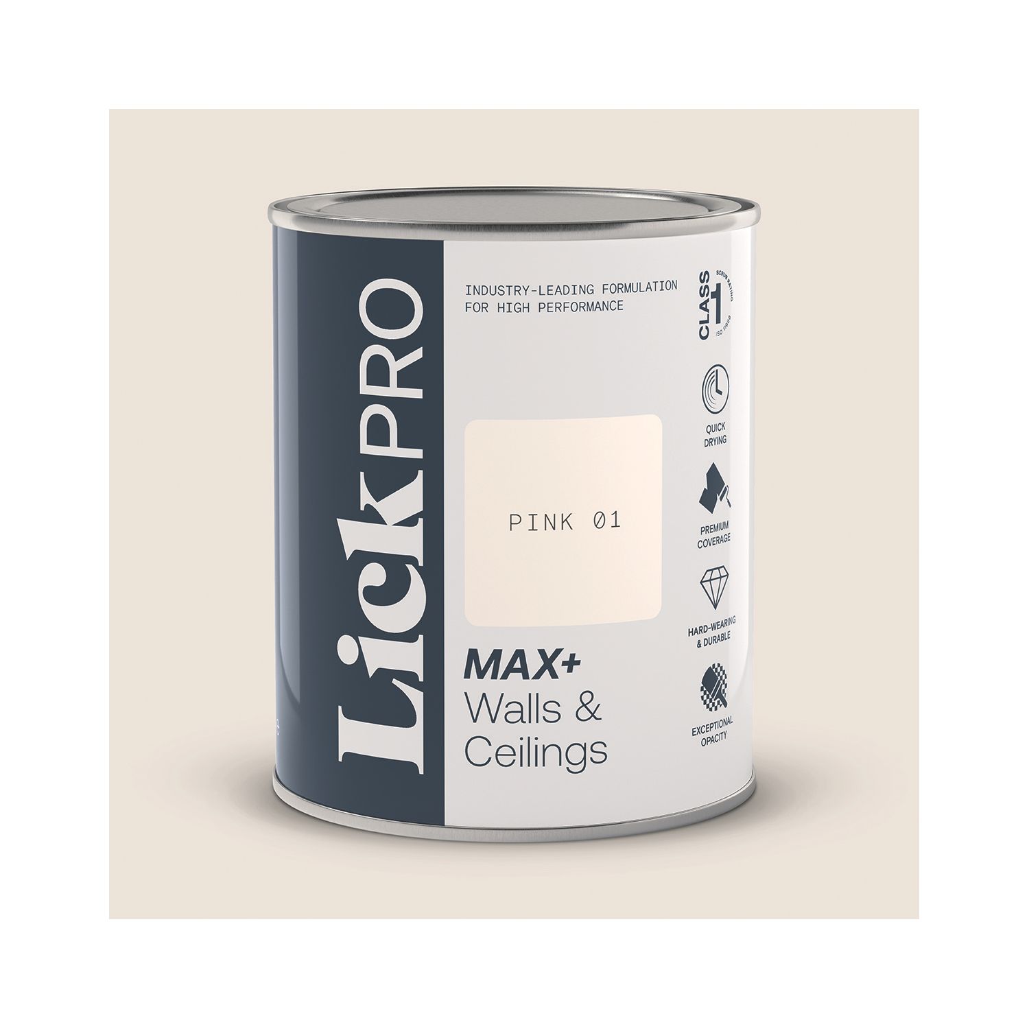 LickPro Max+ 1Ltr Pink 01 Matt Emulsion Paint (482TM)