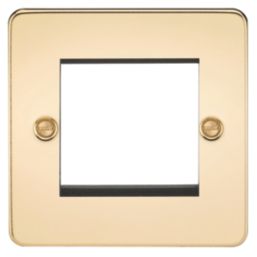 Knightsbridge Flat Plate 2-Module Modular Faceplate Polished Brass