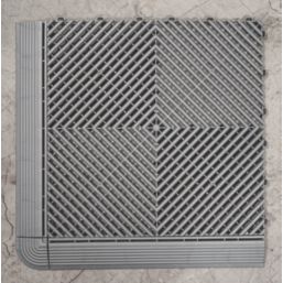 Swisstrax Ribtrax Pro Interlocking Floor Tiles Pearl Silver 19mm 25 Pack