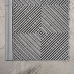 Swisstrax Ribtrax Pro Interlocking Floor Tiles Pearl Silver 19mm 25 Pack