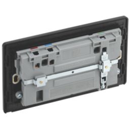 British General Evolve 13A 2-Gang SP Switched Socket + 3A 45W 2-Outlet Type A & C USB Charger Grey with Black Inserts