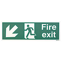 Nite-Glo  Photoluminescent "Fire Exit" Down Left Arrow Sign 150 x 450mm