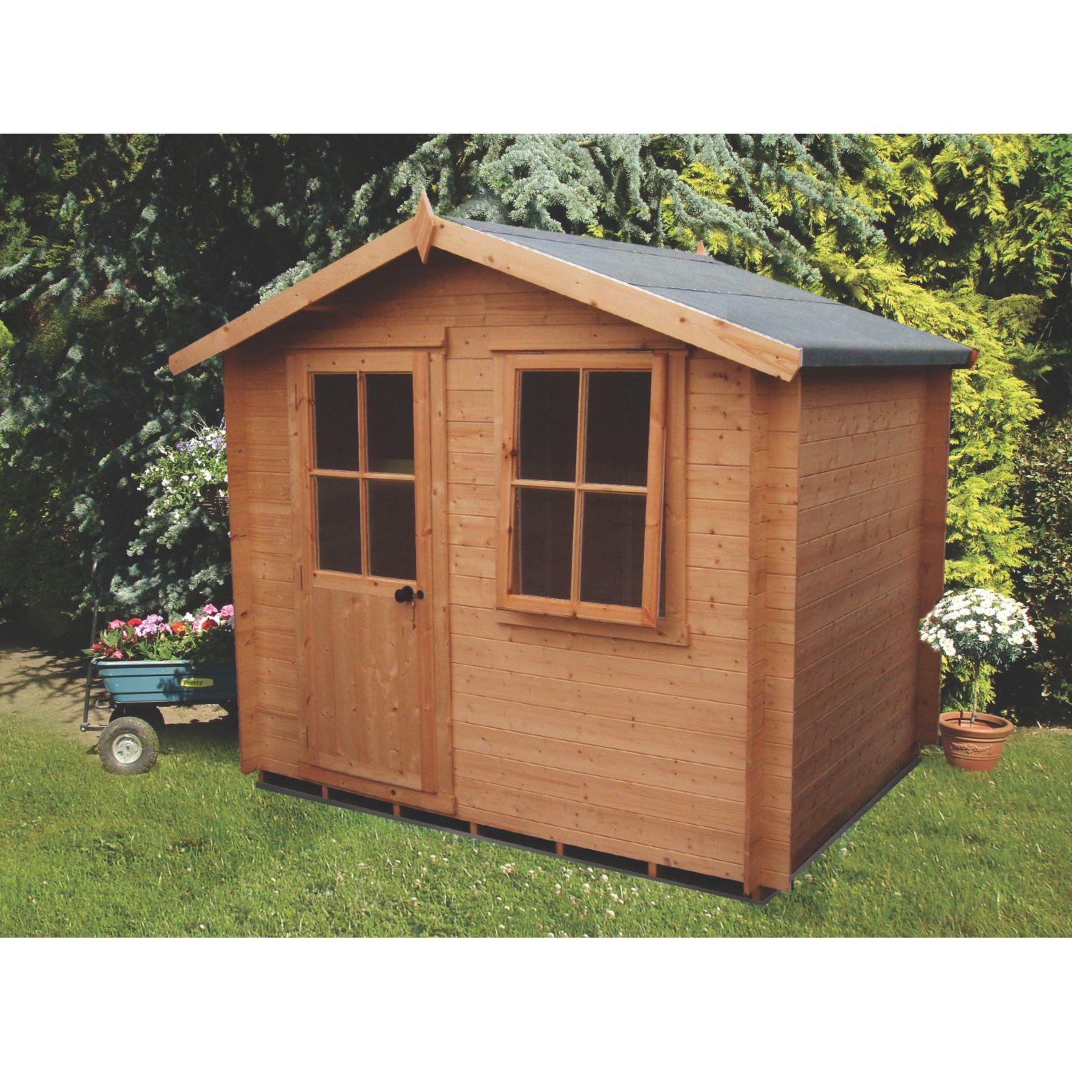 Shire Avesbury 8' x 8' (Nominal) Apex Timber Log Cabin (48355)