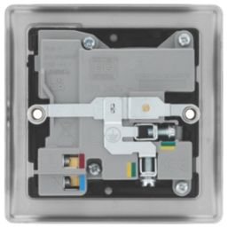 British General Nexus Metal 13A 1-Gang SP Switched Socket + 3A 18W 2-Outlet Type A & C USB Charger Brushed Steel with Black Inserts