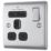 British General Nexus Metal 13A 1-Gang SP Switched Socket + 3A 18W 2-Outlet Type A & C USB Charger Brushed Steel with Black Inserts