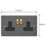 Varilight  13A 2-Gang 2-Pole Switched Socket Graphite Grey  with Black Inserts