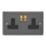 Varilight  13A 2-Gang 2-Pole Switched Socket Graphite Grey  with Black Inserts