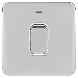 Schneider Electric Lisse Deco 50A 1-Gang DP Cooker Switch Polished Chrome with LED with White Inserts